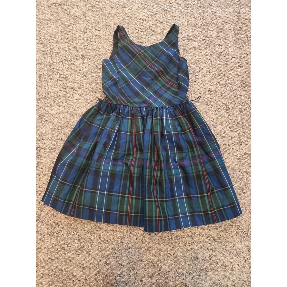 Polo Ralph Lauren Blue Green Sleeveless Dress Lined Girls 7